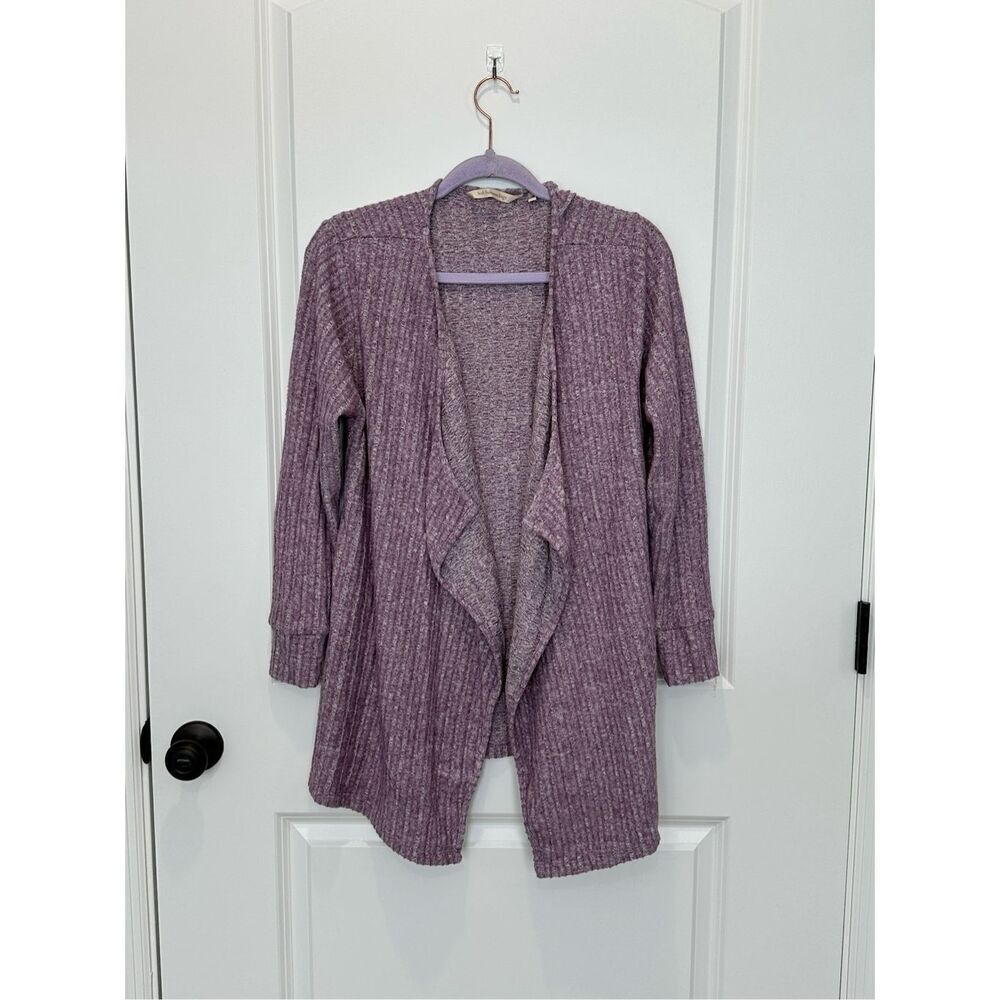 Soft Surroundings Open Front Drapey Cardigan Sweater Heathered Purple Size Mediu